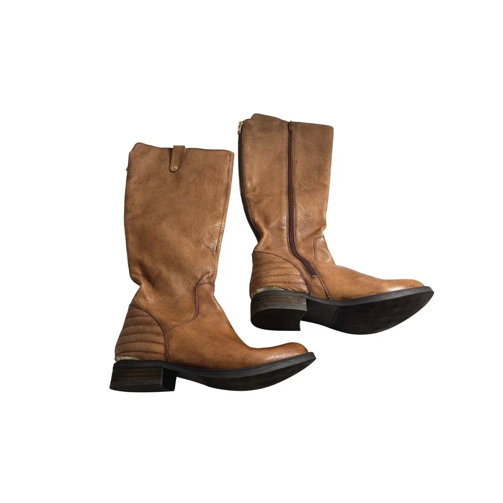 Steve Madden Arriesw Genuine Leather Knee High Riding Boots 7 Full Zip‎
